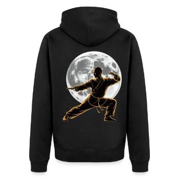 Tai Chi Zen Meditation – Chi Qigong Training - Unisex Premium Organic Zip Hoodie - black - Back - Nico (187cm)