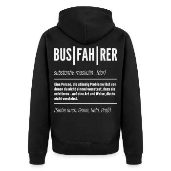 Busfahrer Definition Genie Held - Unisex Premium Bio Zip Hoodie - Schwarz - Hinten - Nico (187cm)