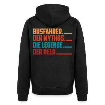 Busfahrer Mythos Legende Held - Unisex Premium Bio Zip Hoodie - Schwarz - Hinten - Nico (187cm)