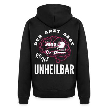 Busfahrer Gehirn Unheilbar - Unisex Premium Bio Zip Hoodie - Schwarz - Hinten - Nico (187cm)