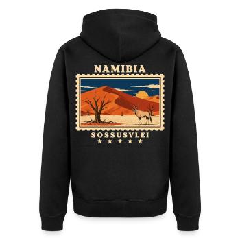 Marque de voyage vintage Namibia Sossusvlei - Veste à capuche bio Premium Unisexe - noir - Dos - Nico (187cm)