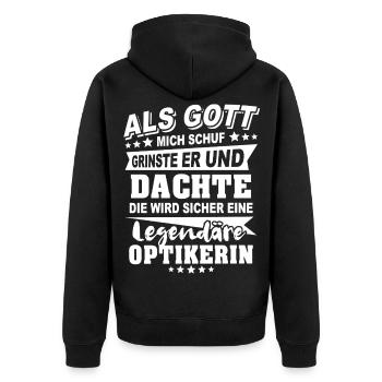 Optikerin - Unisex Premium Bio Zip Hoodie - Schwarz - Hinten - Nico (187cm)