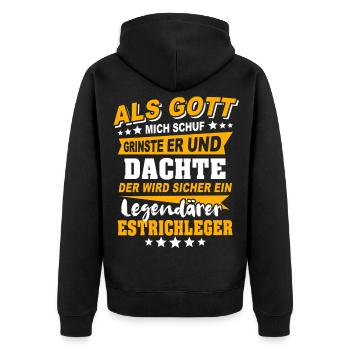 Estrichleger Sprüche - Unisex Premium Bio Zip Hoodie - Schwarz - Hinten - Nico (187cm)