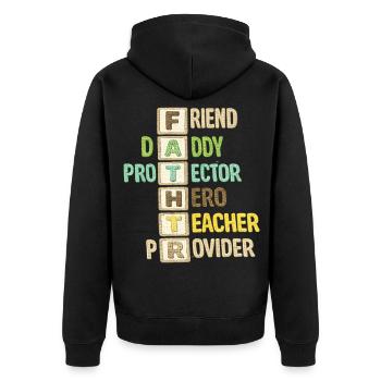 Father's Day - Unisex Premium Organic Zip Hoodie - black - Back - Nico (187cm)