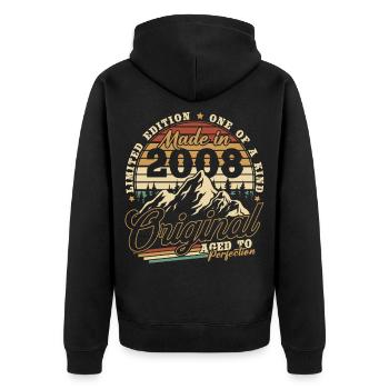 2008 Vintage Vintage Birthday Gift Retro - Unisex Premium Organic Zip Hoodie - black - Back - Nico (187cm)