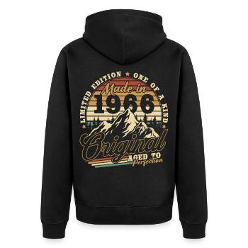 1966 Vintage Vintage Birthday Gift Retro - Unisex Premium Organic Zip Hoodie - black - Back - Nico (187cm)
