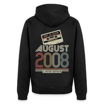 Kassette | Best of August 2008 | Limited Edition - Unisex Premium Bio Zip Hoodie - Schwarz - Hinten - Nico (187cm)
