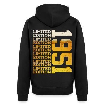 LIMITED EDITION 1951 BEER 75TH BIRTHDAY - Unisex Premium Organic Zip Hoodie - black - Back - Nico (187cm)