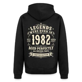 44th Birthday Gift 1982 Man Vintage Retro - Unisex Premium Organic Zip Hoodie - black - Back - Nico (187cm)