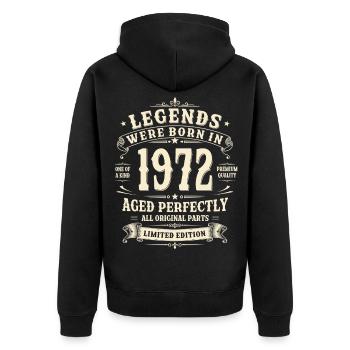 54. Geburtstag Geschenk 1972 Mann Vintage Retro - Unisex Premium Bio Zip Hoodie - Schwarz - Hinten - Nico (187cm)