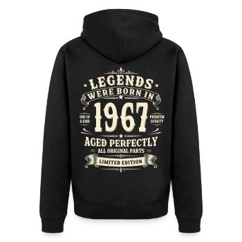 Cadeau du 60e anniversaire 1967 Homme Vintage Rétro - Veste à capuche bio Premium Unisexe - noir - Dos - Nico (187cm)