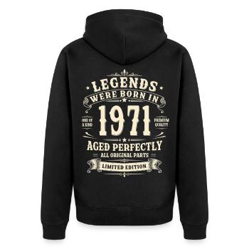 55th Birthday Gift 1971 Man Vintage Retro - Unisex Premium Organic Zip Hoodie - black - Back - Nico (187cm)