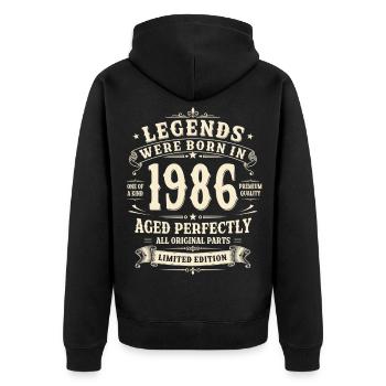 40th Birthday Gift 1986 Man Vintage Retro - Unisex Premium Organic Zip Hoodie - black - Back - Nico (187cm)