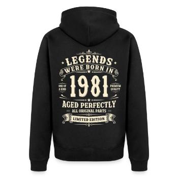 45th Birthday Gift 1981 Man Vintage Retro - Unisex Premium Organic Zip Hoodie - black - Back - Nico (187cm)