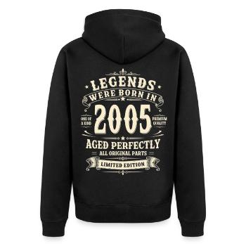 21st Birthday Gift 2005 Man Vintage Retro - Unisex Premium Organic Zip Hoodie - black - Back - Nico (187cm)