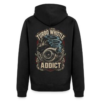 Rolling Coal Turbo Whistle - Unisex Premium Organic Zip Hoodie - black - Back - Nico (187cm)