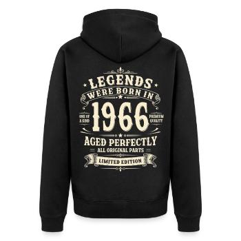 60th Birthday Gift 1966 Man Vintage Retro - Unisex Premium Organic Zip Hoodie - black - Back - Nico (187cm)