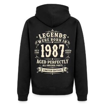 Cadeau du 39e anniversaire 1987 Homme Vintage Rétro - Veste à capuche bio Premium Unisexe - noir - Dos - Nico (187cm)