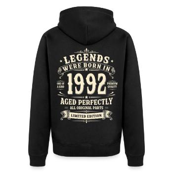 Cadeau pour le 34e anniversaire 1992 Homme Vintage Rétro - Veste à capuche bio Premium Unisexe - noir - Dos - Nico (187cm)