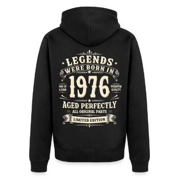 Cadeau pour le 50e anniversaire 1976 Homme Vintage Rétro - Veste à capuche bio Premium Unisexe - noir - Dos - Nico (187cm)