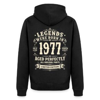 49th Birthday Gift 1977 Man Vintage Retro - Unisex Premium Organic Zip Hoodie - black - Back - Nico (187cm)