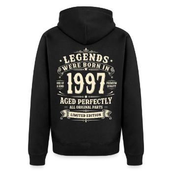 29. Geburtstag Geschenk 1997 Mann Vintage Retro - Unisex Premium Bio Zip Hoodie - Schwarz - Hinten - Nico (187cm)