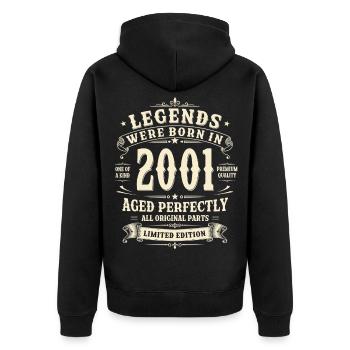 25. Geburtstag Geschenk 2001 Mann Vintage Retro - Unisex Premium Bio Zip Hoodie - Schwarz - Hinten - Nico (187cm)