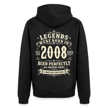 18th Birthday Gift 2008 Man Vintage Retro - Unisex Premium Organic Zip Hoodie - black - Back - Nico (187cm)