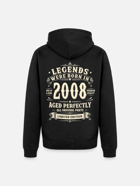 18. Geburtstag Geschenk 2008 Mann Vintage Retro - Unisex Premium Bio Zip Hoodie - Schwarz