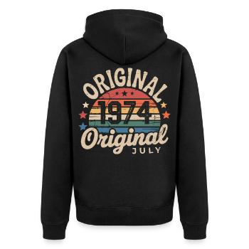 Original July 1974 Retro Vintage Birthday - Unisex Premium Organic Zip Hoodie - black - Back - Nico (187cm)