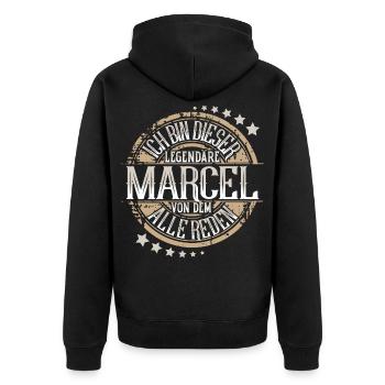 Marcel - Unisex Premium Bio Zip Hoodie - Schwarz - Hinten - Nico (187cm)