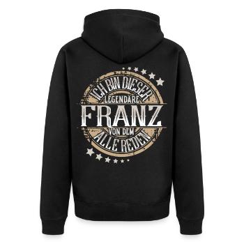 Franz - Unisex Premium Bio Zip Hoodie - Schwarz - Hinten - Nico (187cm)