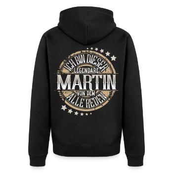 Martin - Unisex Premium Bio Zip Hoodie - Schwarz - Hinten - Nico (187cm)