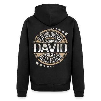 David - Unisex Premium Bio Zip Hoodie - Schwarz - Hinten - Nico (187cm)