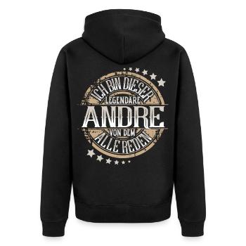 Andre - Unisex Premium Bio Zip Hoodie - Schwarz - Hinten - Nico (187cm)