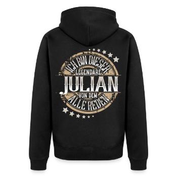 Julian - Unisex Premium Bio Zip Hoodie - Schwarz - Hinten - Nico (187cm)