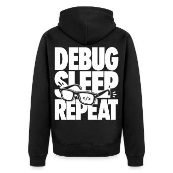 Debug Sleep Repeat Programmer - Unisex Premium Organic Zip Hoodie - black - Back - Nico (187cm)