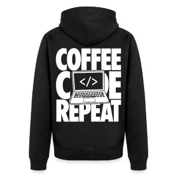 Coffee Code Repeat Programmer - Unisex Premium Organic Zip Hoodie - black - Back - Nico (187cm)