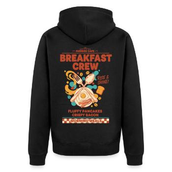 Breakfast Crew Funny Brunch Coffee Pancake Food - Unisex Premium Organic Zip Hoodie - black - Back - Nico (187cm)