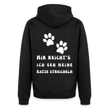 Mir reicht's ich geh meine Katze streicheln - Unisex Premium Bio Zip Hoodie - Schwarz - Hinten - Nico (187cm)