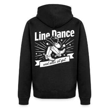 Line Dance Boots Spruch - Unisex Premium Bio Zip Hoodie - Schwarz - Hinten - Nico (187cm)