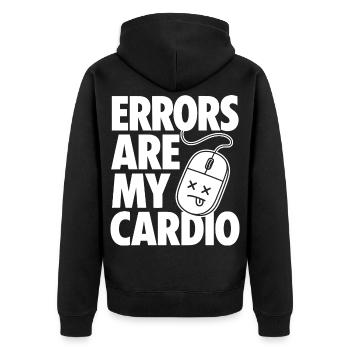 Errors Are My Cardio Programmer - Unisex Premium Organic Zip Hoodie - black - Back - Nico (187cm)