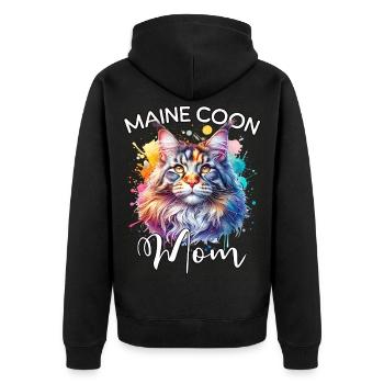 Maine Coon Mom - Unisex Premium Organic Zip Hoodie - black - Back - Nico (187cm)
