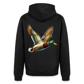 Stockente Mallard Duck - Unisex Premium Organic Zip Hoodie - black - Back - Nico (187cm)