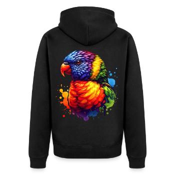 Forest lorikeet motif - Unisex Premium Organic Zip Hoodie - black - Back - Nico (187cm)