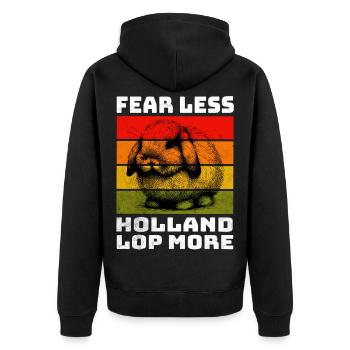 Holland Lop Rabbit Dwarf Ram Rabbit - Unisex Premium Organic Zip Hoodie - black - Back - Nico (187cm)