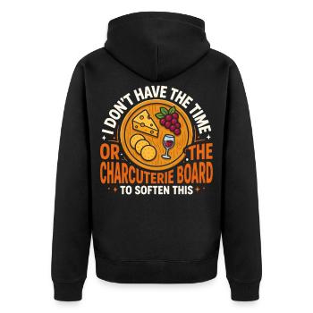 Time Crunch Charcuterie Humor - Unisex Premium Organic Zip Hoodie - black - Back - Nico (187cm)