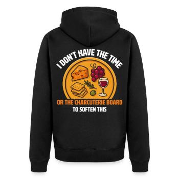 Time Crunch Charcuterie Meme - Unisex Premium Organic Zip Hoodie - black - Back - Nico (187cm)