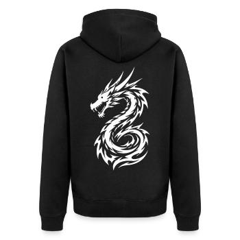 Drache Tribal Tattoo Style Style - Unisex Premium Bio Zip Hoodie - Schwarz - Hinten - Nico (187cm)