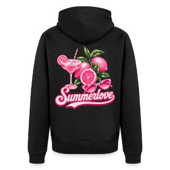 Summer Love | Pink Cocktail Summer Design - Unisex Premium Organic Zip Hoodie - black - Back - Nico (187cm)